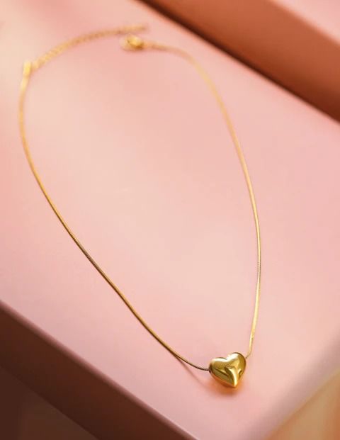 Pyarchand Jain Jeweller - Cute Heart Charm Gold Tone Pendant Necklace for Daily Wear